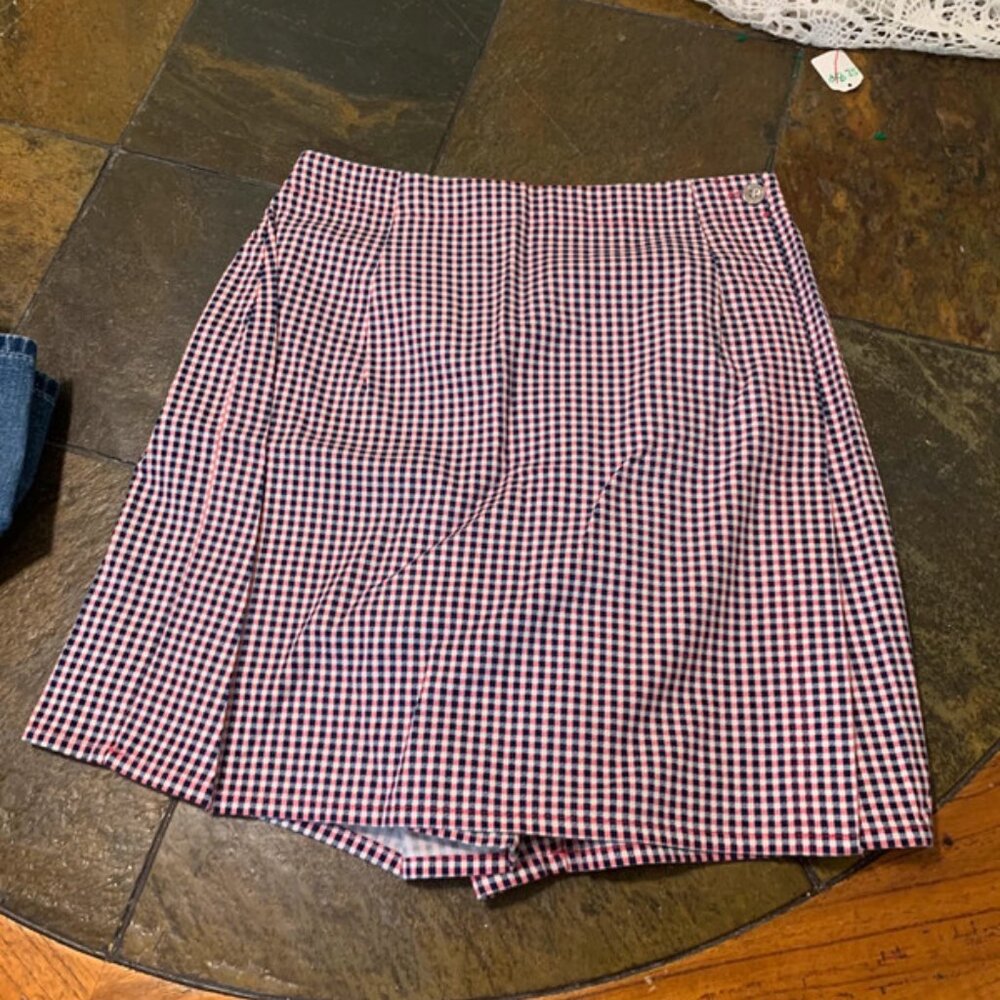 Chic Checkered Skort in Red and Blue